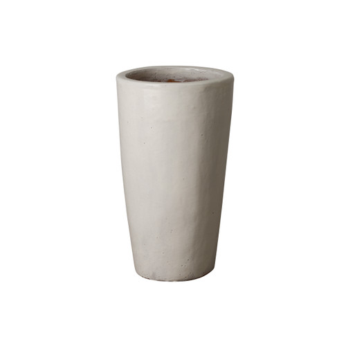 ROUND TALL POT, DISTRESSED WHITE