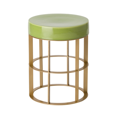 Milo Metal Table/Stool, Gold With Apple Green Ceramic