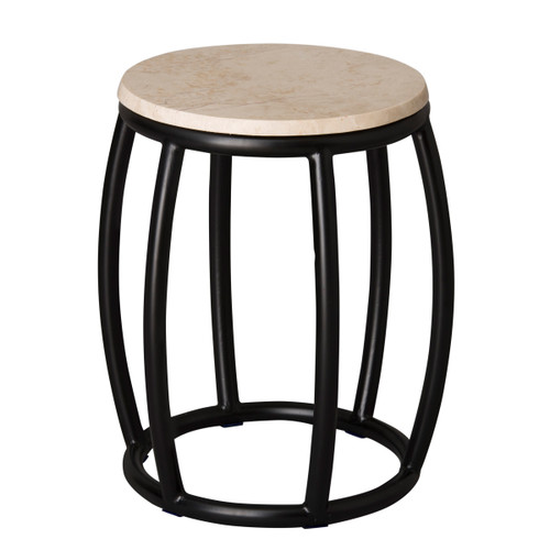 Post Stool Black, White Granite