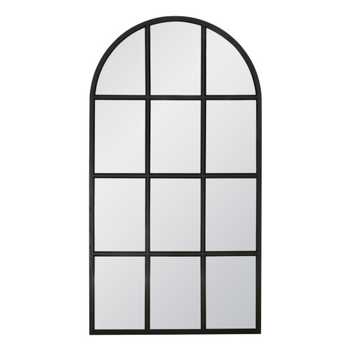 Grid Arched Mirror - Matte Black Oak