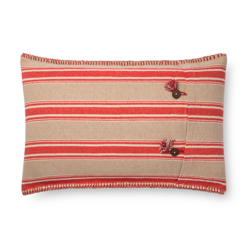 Loloi P0718 Pillows Red / Natural_3