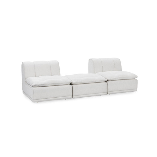 6102SF122 - Haven Leather 3pc Modular Sofa w  Ottoman White