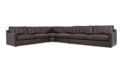 XQ-1018-20 - Thurlow 4 Piece Modular Sectional Espresso Brown Leather