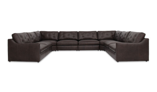 XQ-1021-20 - Thurlow U Shaped Modular Sectional With Arms Espresso Brown Leather