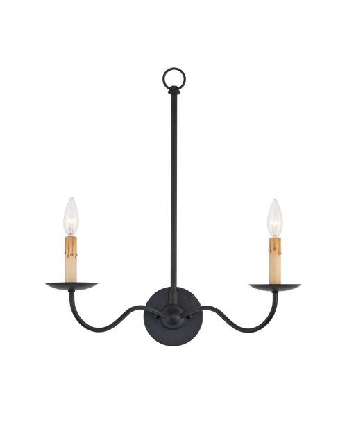 Saxon Double-Light Black Wall Sconce