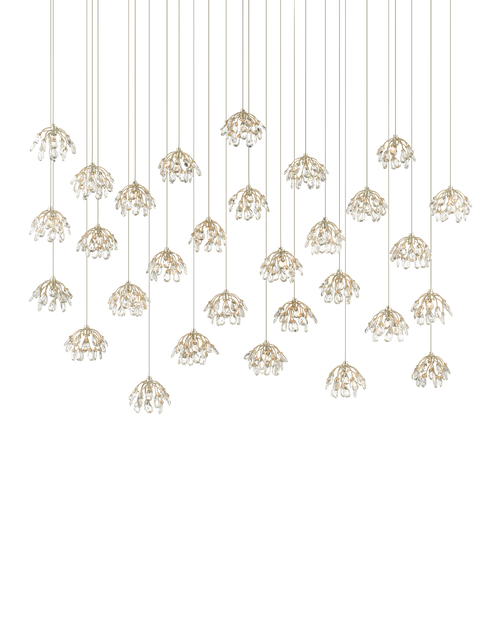 Crystal Bud 30-Light Linear Multi-Drop Pendant