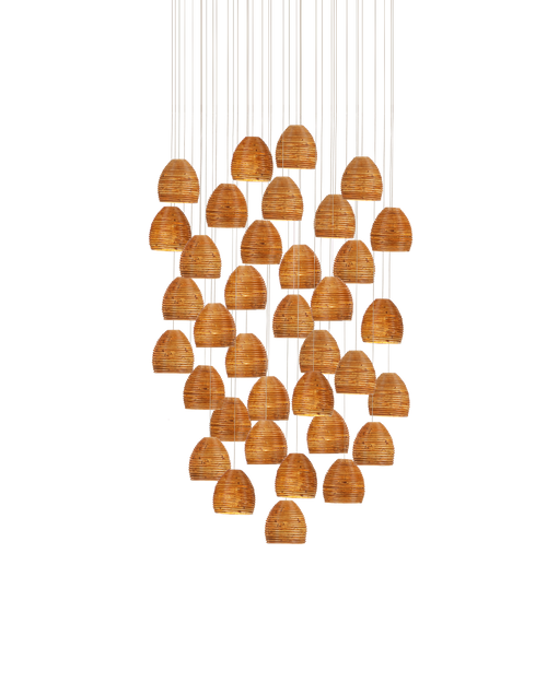 Beehive 36-Light Round Multi-Drop Pendant