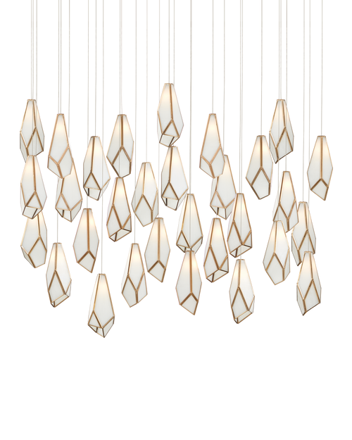 Glace White 30-Light Linear Multi-Drop Pendant