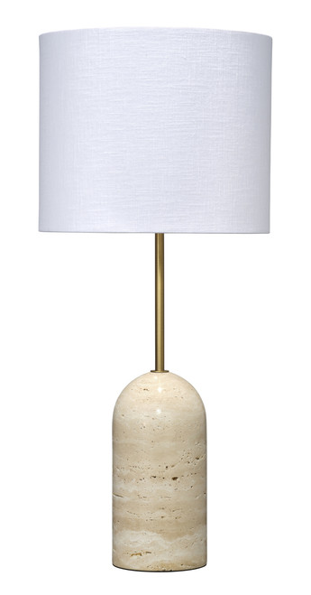 Holt Travertine Table Lamp with Linen Shade