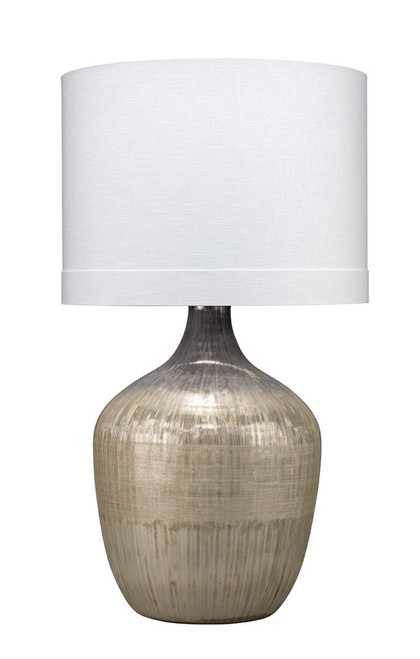 Damsle Glass Table Lamp with Linen Shade, Silver