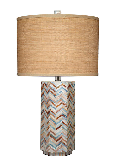 Lucille Mother of Pearl Table Lamp with Raffia Shade
