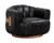 Tadeo Swivel Lounge Chair - Rustic Oak - Vintage Black Night Leather