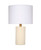 Roman Leather Table Lamp with Linen Shade, White
