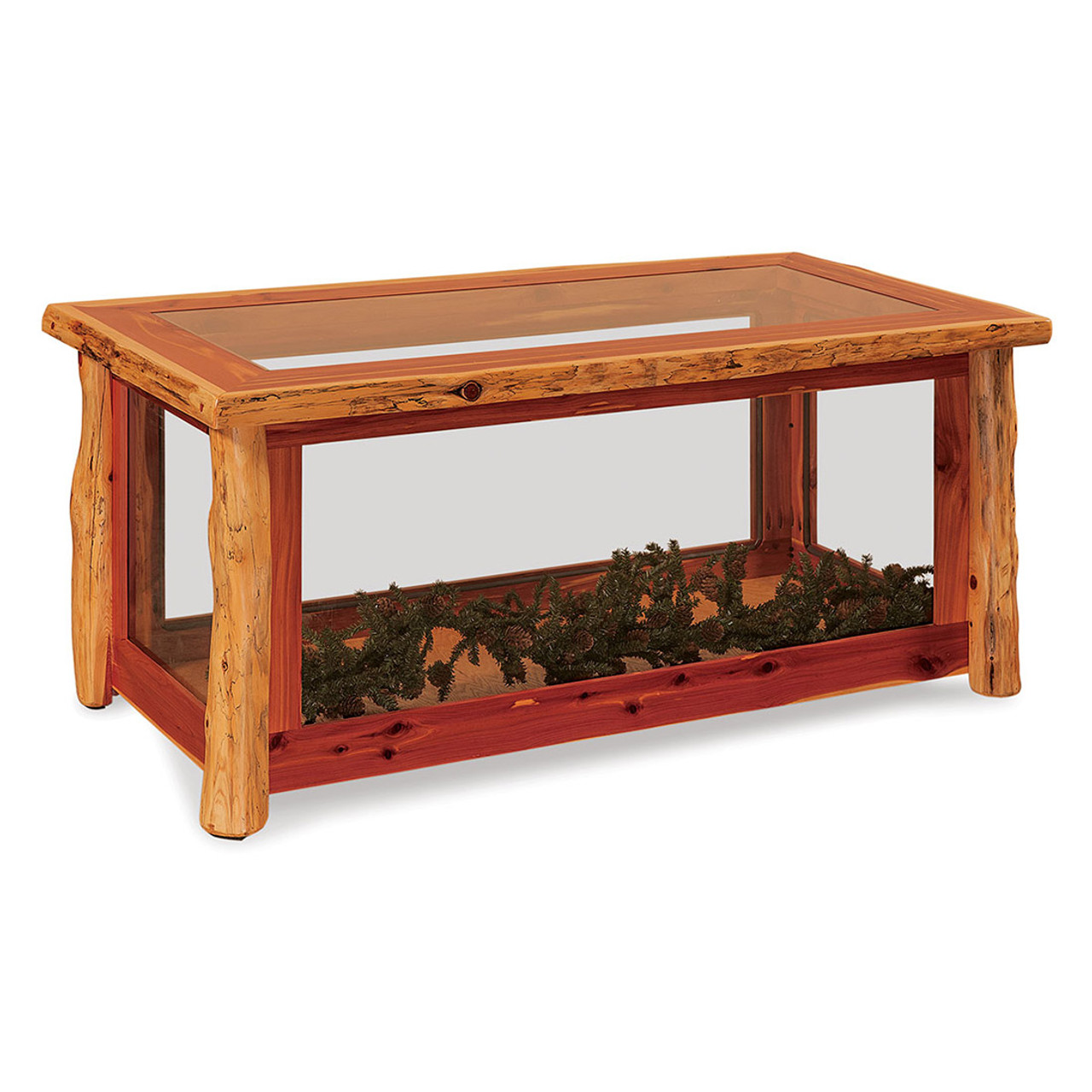 Rustic Red Cedar Glass Coffee Table Cherry Valley Furniture - Rustic Red Cedar Glass Coffee Table Cherry Valley Furniture