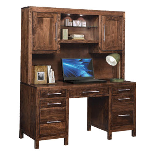 Vienna Double Pedestal Desk with Hutch