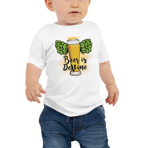 Beer is DeVine unisex baby unisex jersey tshirt in white