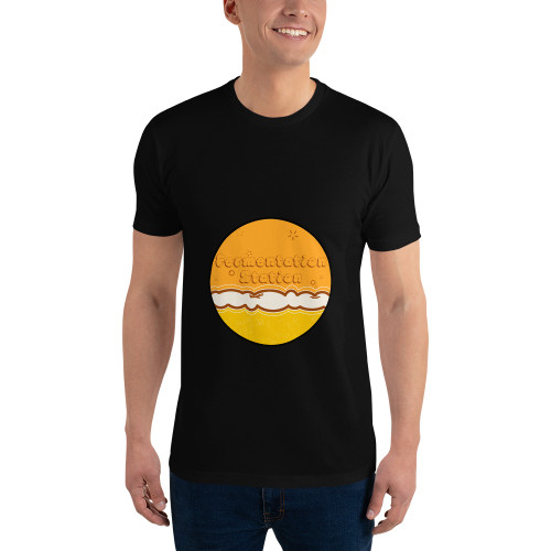 Men's black fitted Fermentation Station tshirt with gurgling, bubbly belly