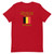 "I Like My Beer Like I Like My Women, Belgian" text sandwiching a Belgian flag on red tshirt
