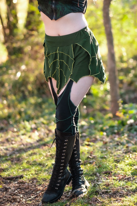 Elven burgundy wine mid length leggings, lacing on calves - Yggdrazil  Lï-jade