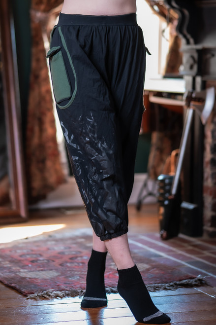 Hecate Harem Pants - Black/Green - Medium