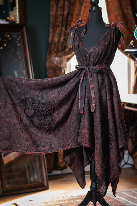 Morrigan Apron Dress - Burgundy/Black - Various Sizes