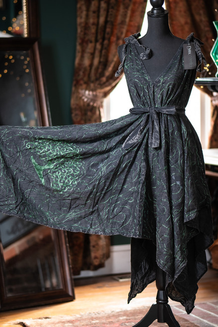 Morrigan Apron Dress - Black/Green - Various Sizes