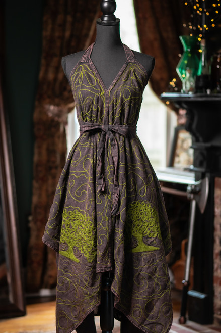 Morrigan Apron Dress Sample - Brown/Olive Green - L/XL
