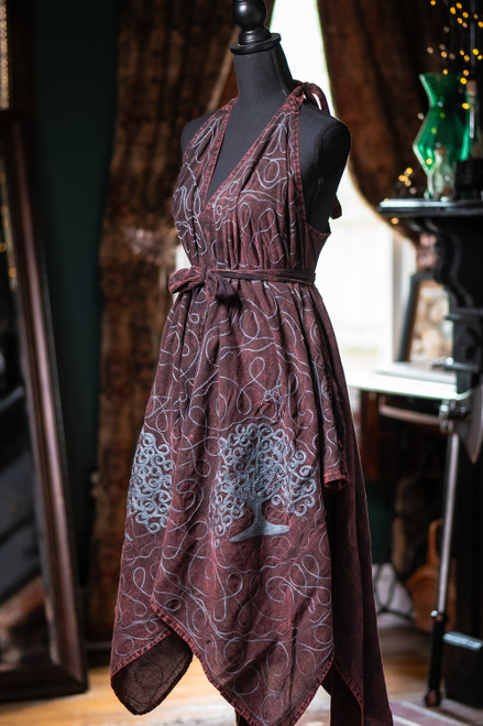 Morrigan Apron Dress Sample - Burgundy/Gray - L/XL