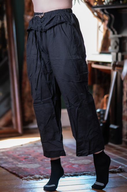 Lace Up Pants Sample - Black - S/M