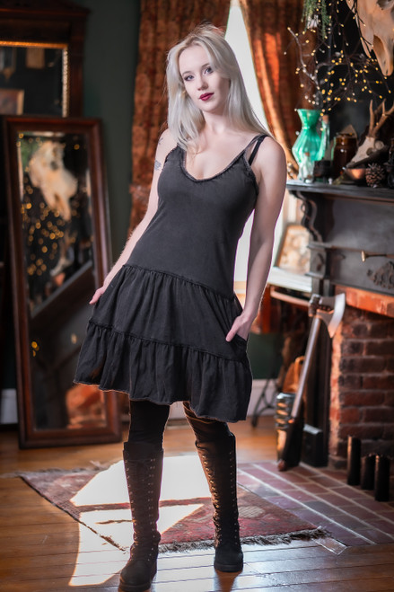 Dark Pixie Sundress Sample - Black - S/M