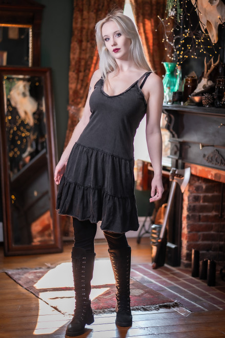 Dark Pixie Sundress Sample - Black - S/M