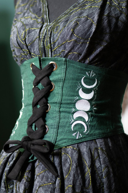 Selene Corset Belt - Green/Silver - Medium