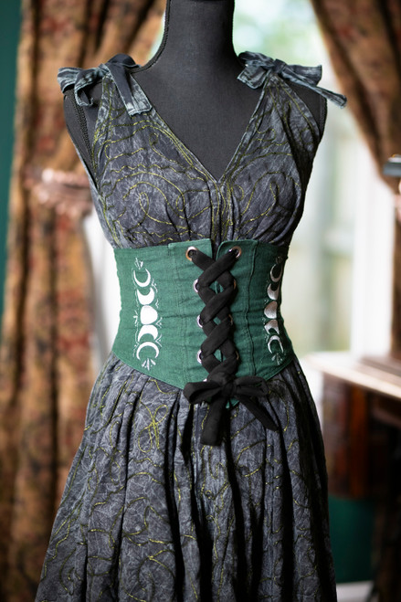 Selene Corset Belt - Green/Silver - Large