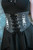 Selene Corset Belt, Dark Gray with Silver Moon Phase Embroidery, front view