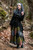 Bog Witch Patchwork Skirt in Gray/Green/Black paired with the Ranger Tunic and Bog Witch Infinity Scarf