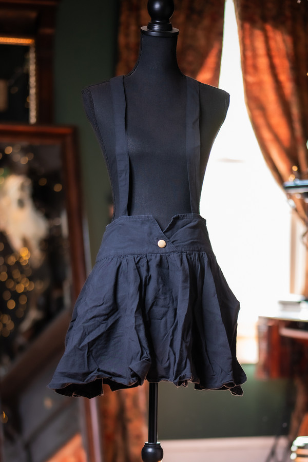 Dark Pixie Suspender Skirt- Black - Medium