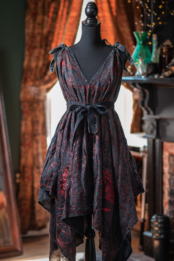 Morrigan Apron Dress - Black/Red - Various Sizes