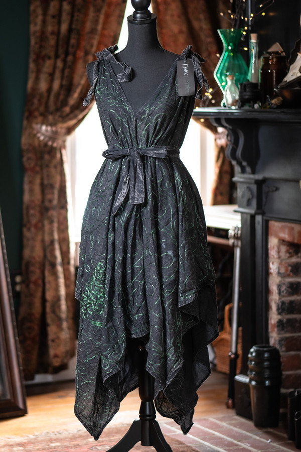 Morrigan Apron Dress - Black/Green - Various Sizes