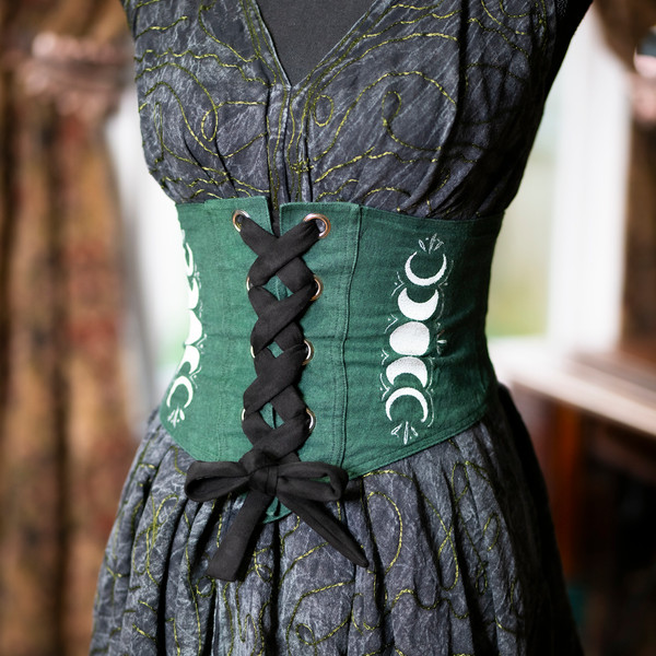 Selene Corset Belt - Green/Silver - Small