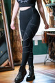 Elven Blade Leggings with Pockets in Black/Gray, front view with leggings crossed