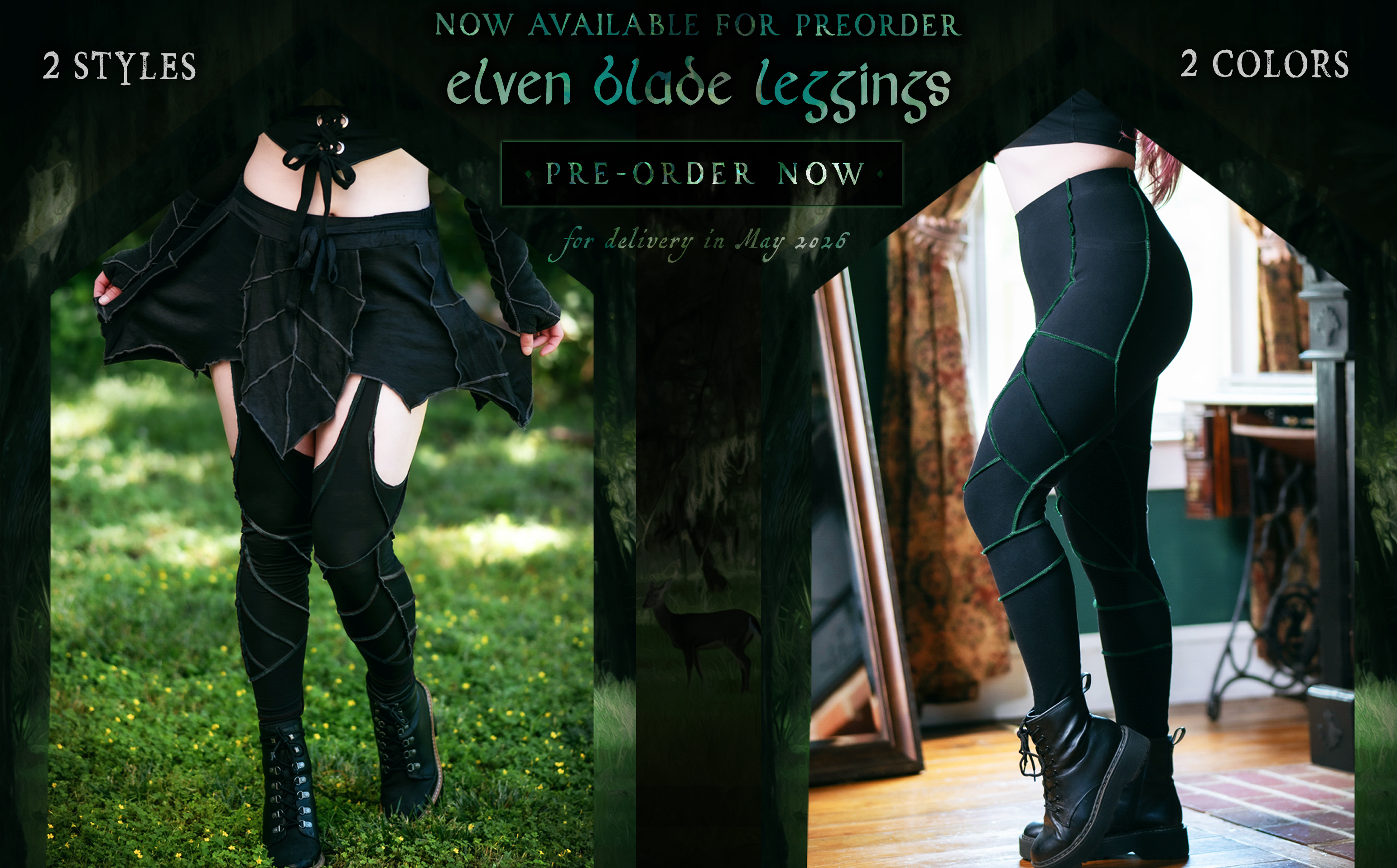Elven Blade Leggings Now Available for Preorder - 2 Styles, 2 Colors - Pre-Order Now for delivery in May 2026