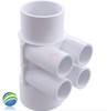 Manifold, 3/4" Slip, 4 Port, Flow Thru, 2" Slip x 2" Spigot