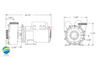 Complete Pump, Watkins, 36674, 2.5HP, 230v, 2-spd, 48frame, 2", 1 or 2 speed 10.0A
The Suction and Pressure Sides measures about 3" Edge to Edge..