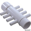 Manifold, 3/8"b, 8 Port, Flow Thru, 1"s x 1"spg