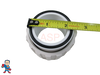 The inside diameter of the threaded side of this union is about 2 3/8"..