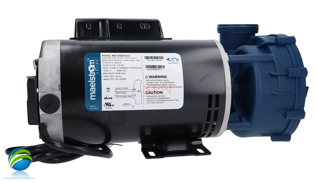 Complete Pump, Aqua-Flo, Maelstrom, 3.0HP, 230v, 56fr, 2"X 2" 1 or 2 Speed 12A