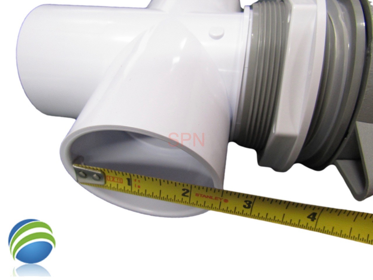 Diverter Valve Kit 3 3/4" 6 Spoke Graphite Gray Hot Tub Spa 2" x 2" x 2" How To Video
This valve accepts 2" pipe or fittings which would measure about 2 3/8" outside Diameter of the pipe and 2 3/8" inside Diameter of the Valve..