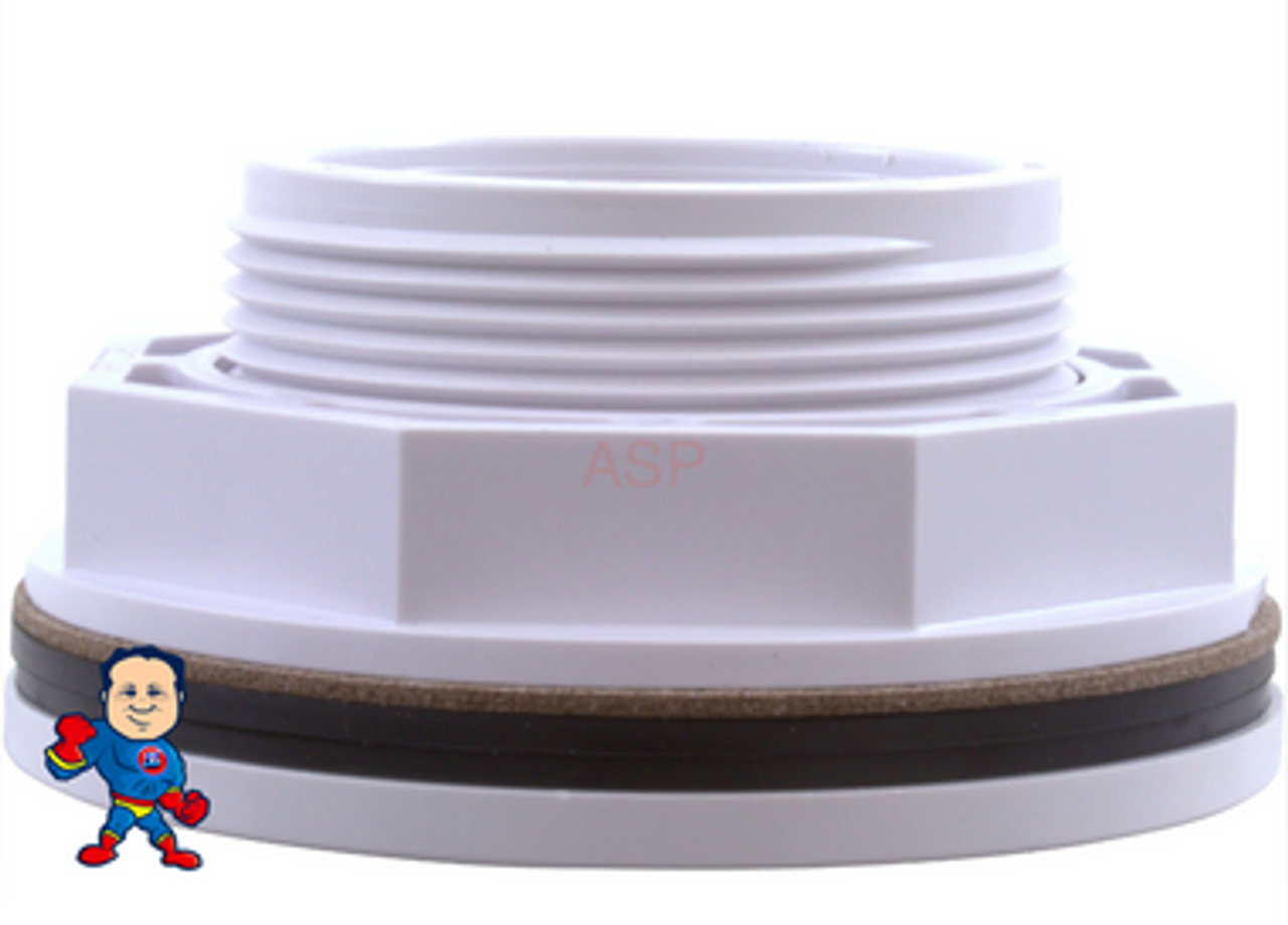 Inlet Fitting, 2-3/8" Hole Size, 1-1/2"fpt x 1-1/2"fpt, w/Gasket, Nut, Swimming Pool Wall Fitting