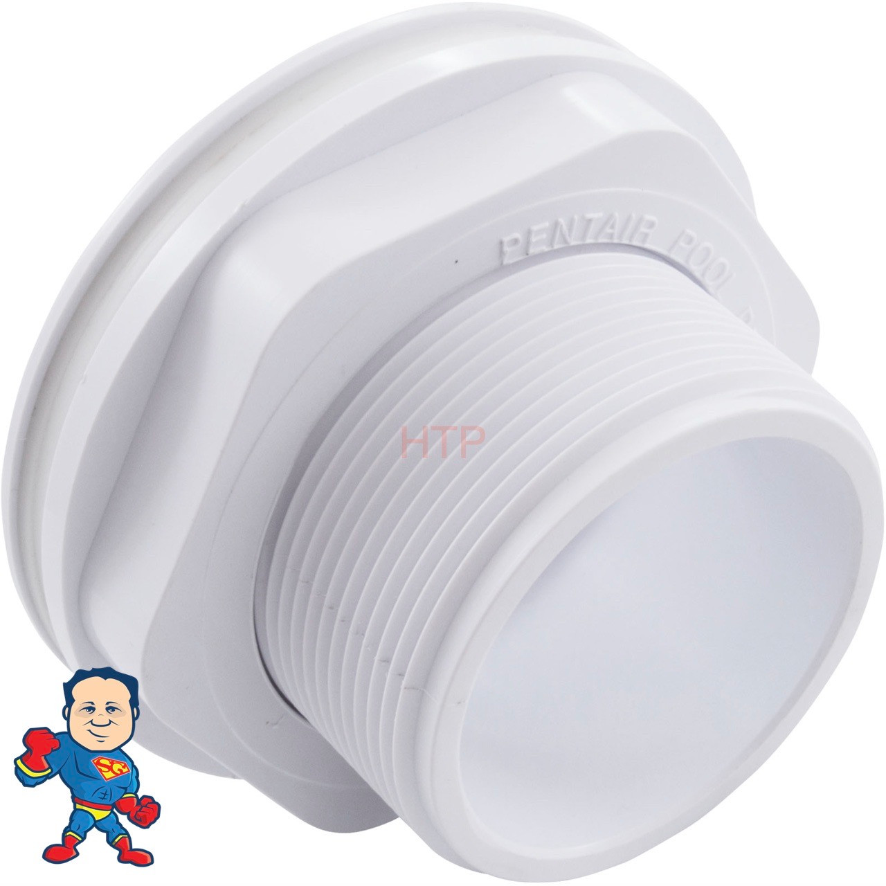 Wall Fitting, Fiberglass Long Body, 1-1/2"mpt x 1-1/2"fpt, White