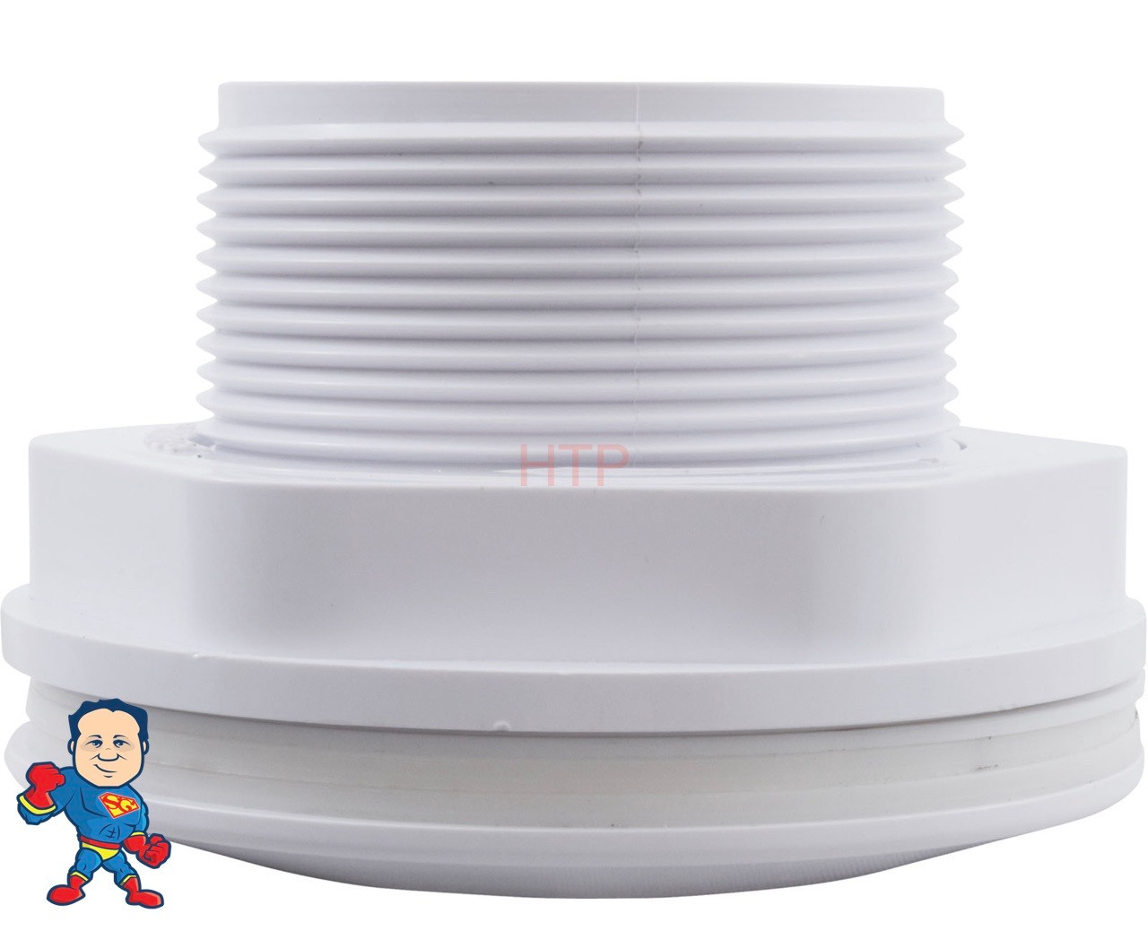 Wall Fitting, Fiberglass Long Body, 1-1/2"mpt x 1-1/2"fpt, White